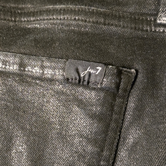 7 For All Mankind Women's High Rise Skinny Fit ankle Jean Front Black Back - Picture 6 of 8